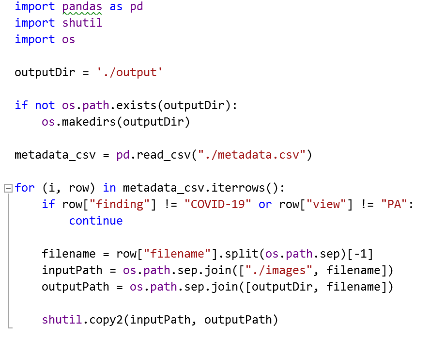 Creating an X-ray dataset for patients with COVID-19