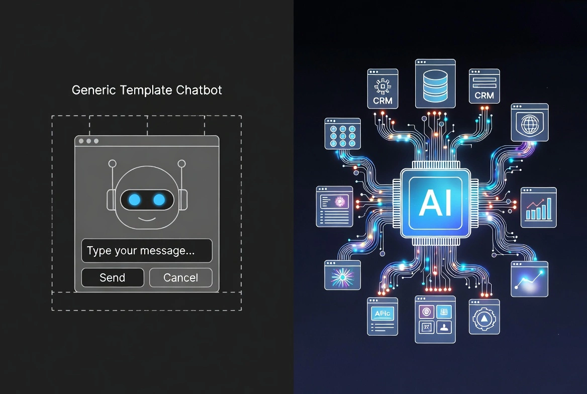 Generic AI chatbot template with robot and input field