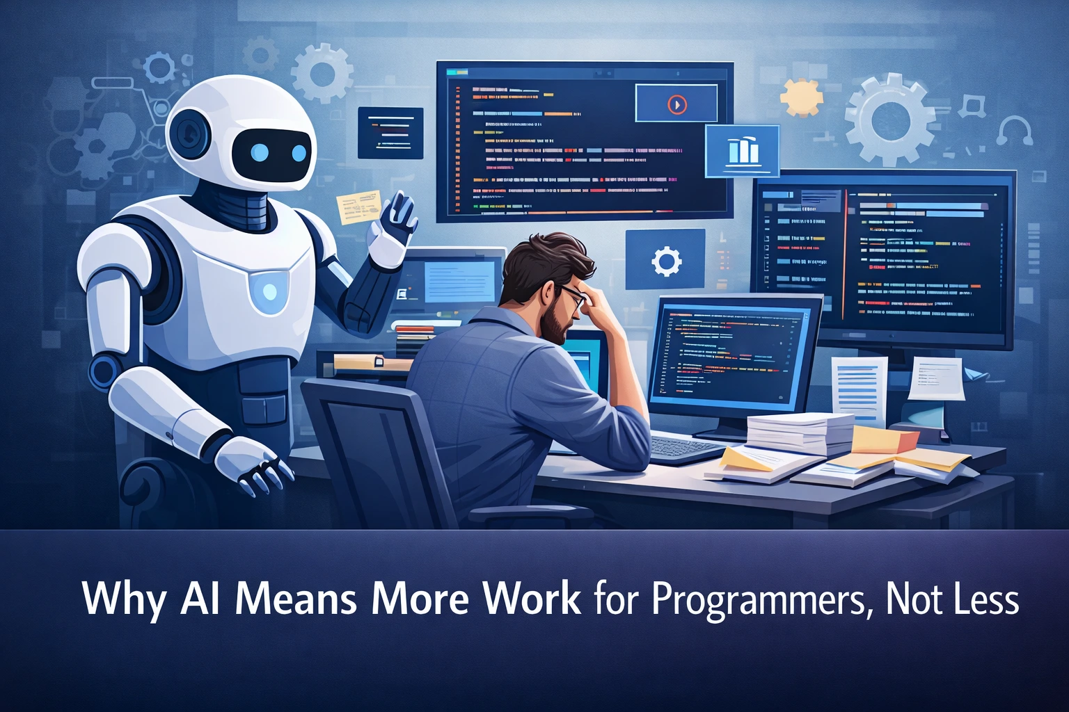 Software developer working with AI assistant